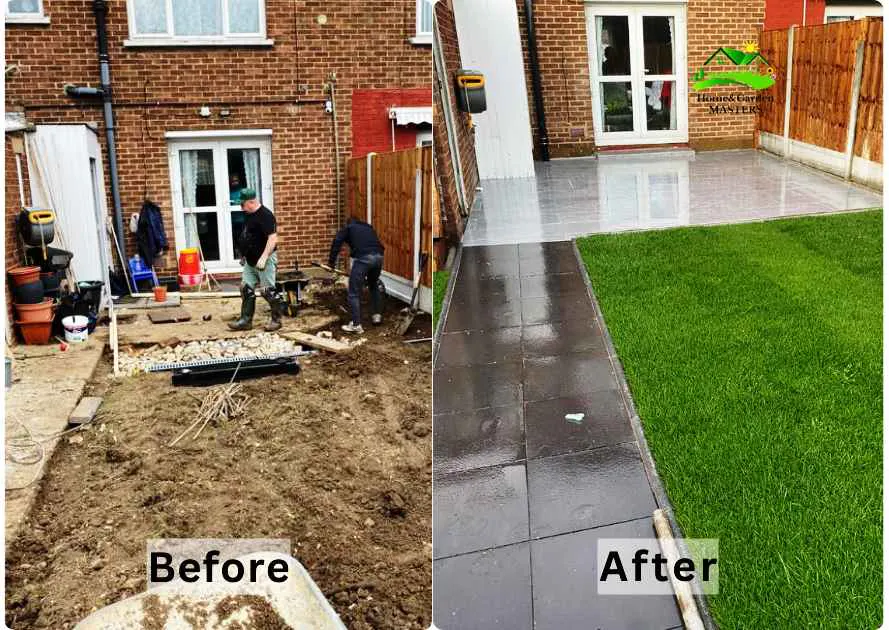 Transformation of a backyard in Essex, UK through landscaping.